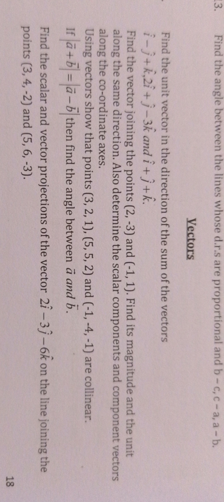 3. Find the angle between the lines whose d.r.s are proportional and b