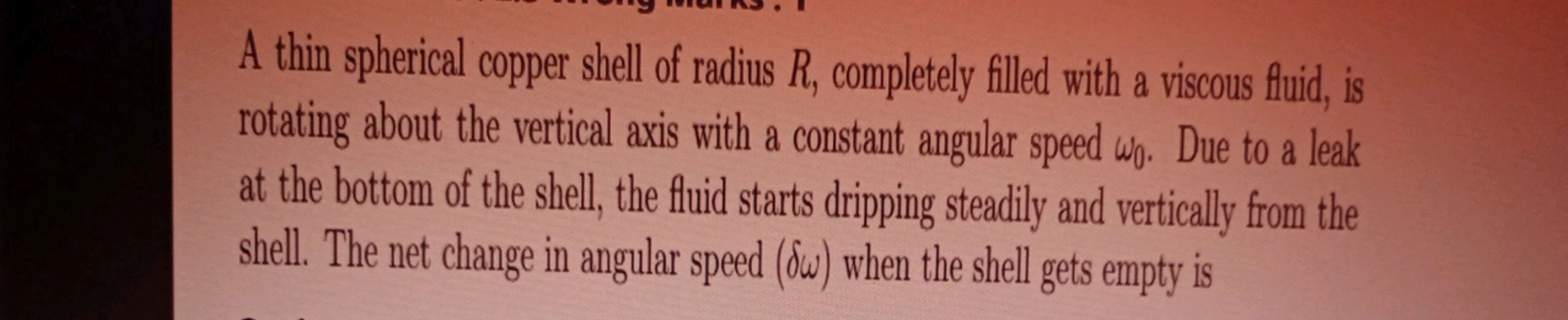 A thin spherical copper shell of radius R, completely filled with a vi