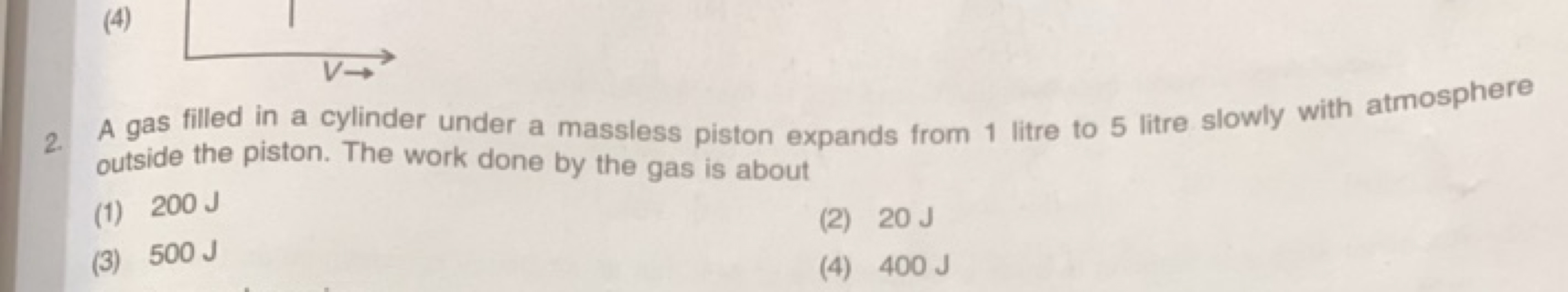 A gas filled in a cylinder under a massless piston expands from 1 litr