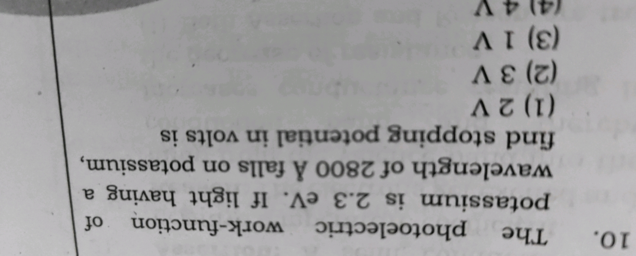 The photoelectric work-function of potassium is 2.3eV. If light having