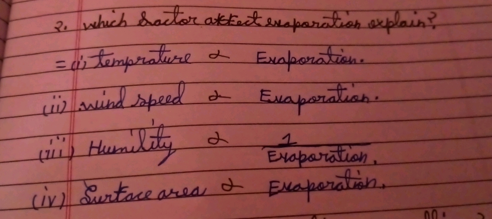 2. which \&actor affect evaporation explain?