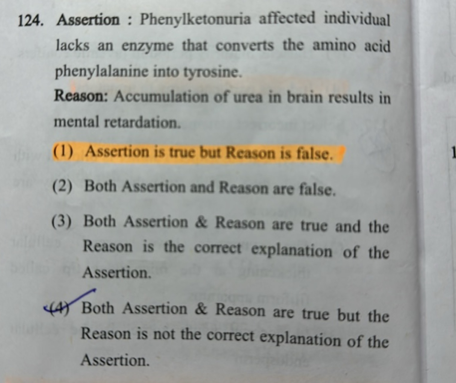 Assertion : Phenylketonuria affected individual lacks an enzyme that c