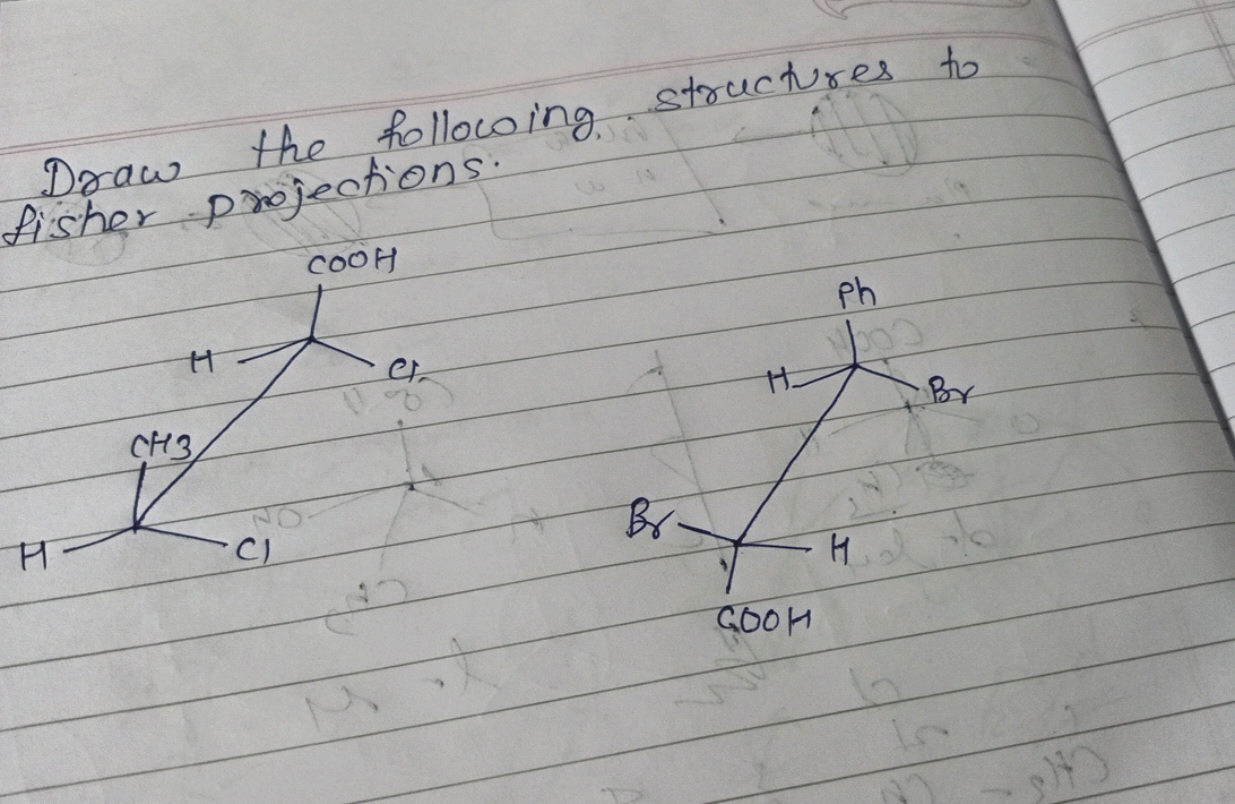 Draw the hollowing structures to fisher projections.
O=C(O)C(Cl)CCl
O=