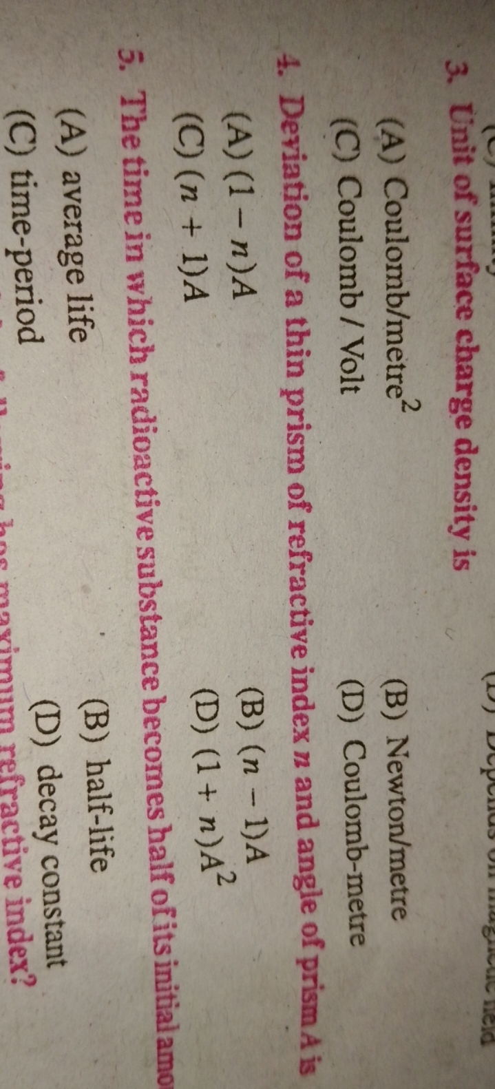 Deviation of a thin prism of refractive index n and angle of prism A i