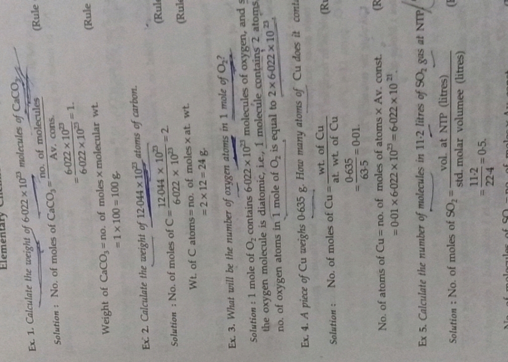 Ex. 1. Calculate the weight of 6−022×1023 molecules of
Solution: No. o