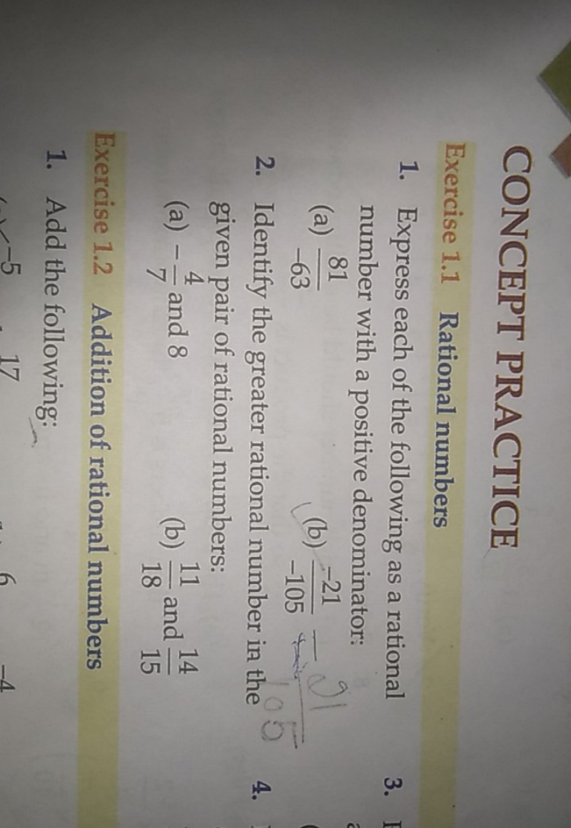 CONCEPT PRACTICE
Exercise 1.1 Rational numbers
1. Express each of the 