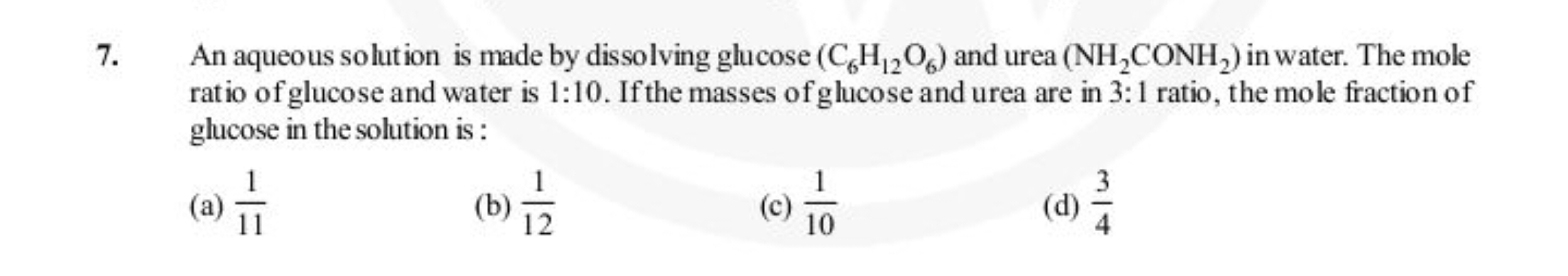 An aqueous solution is made by dissolving glucose (C6​H12​O6​) and ure