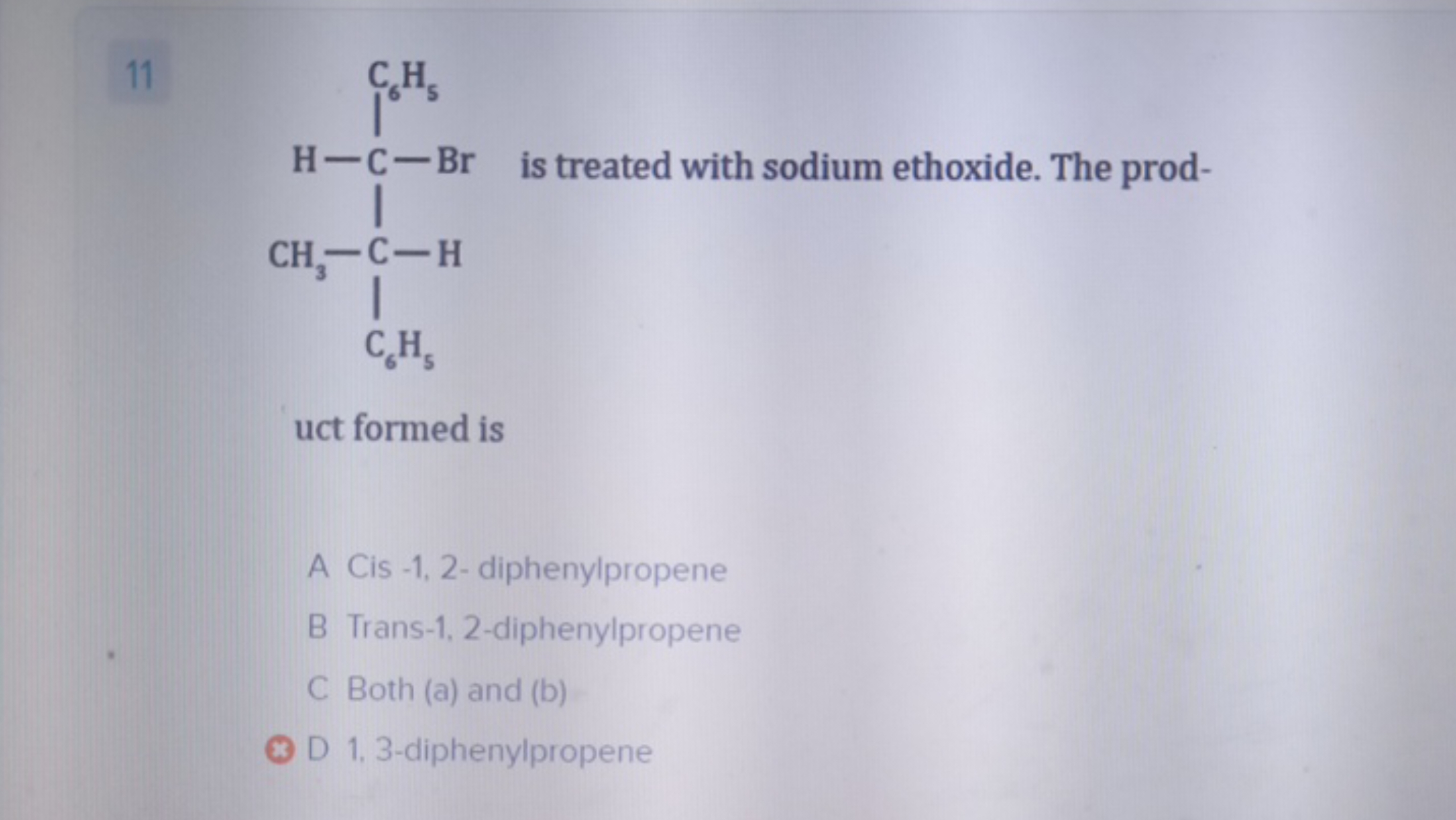 11
CCCCCC(C)Br
is treated with sodium ethoxide. The product formed is
