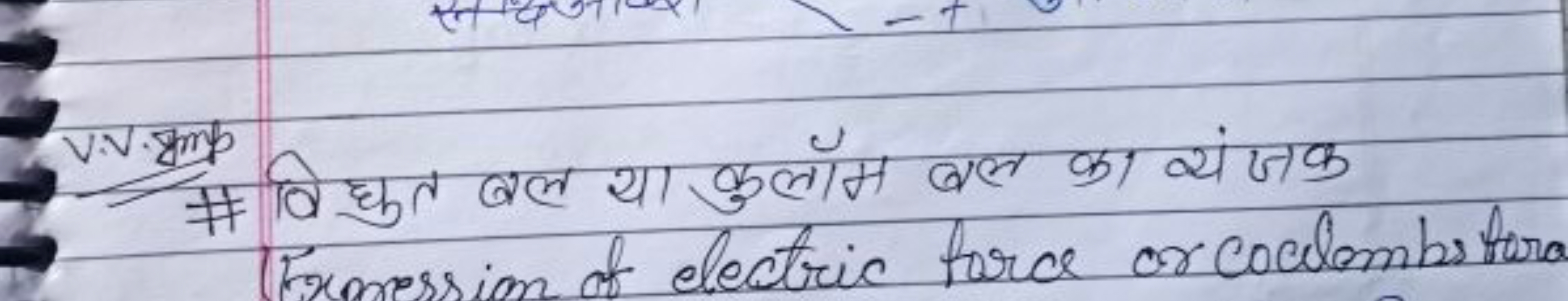 \# विद्युत बल या कुलॉम बल का व्यंजक Tromession of electric force or co