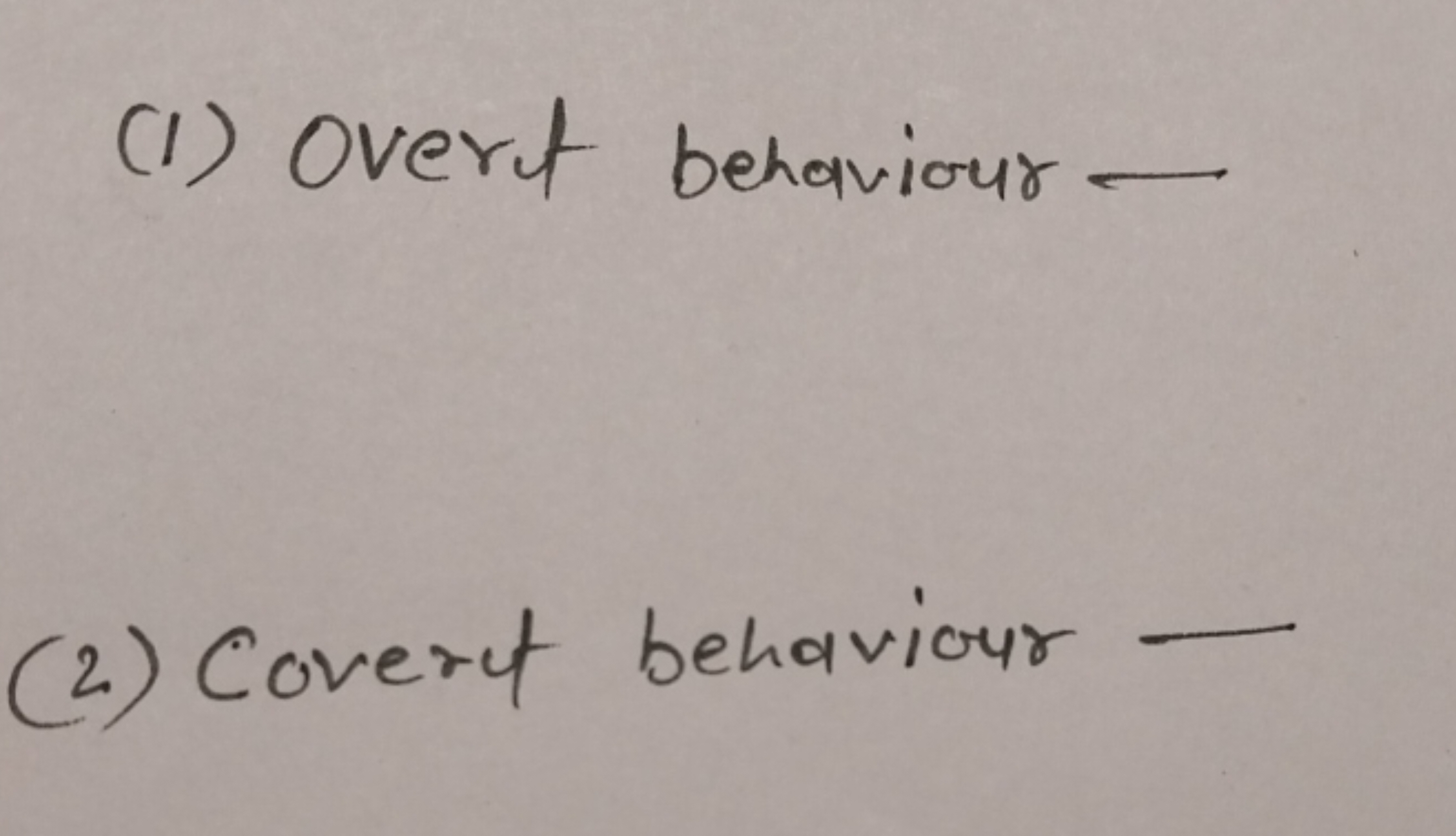 (1) Overt behaviour -
(2) Covert behaviour -
