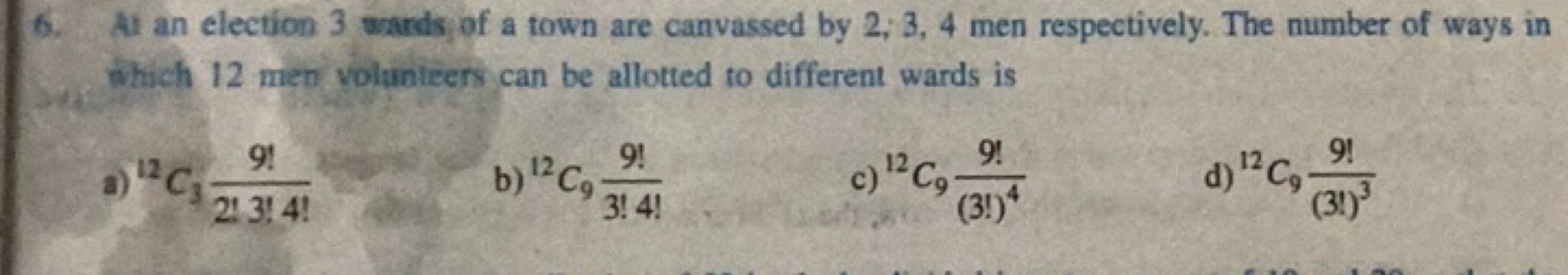 At an election 3 wands of a town are canvassed by 2,3,4 men respective