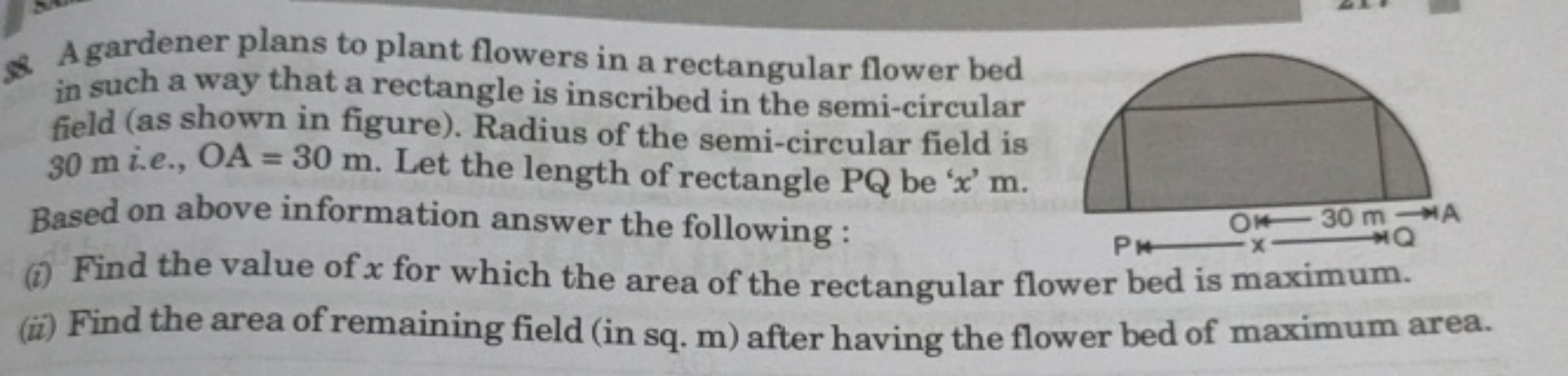 8. A gardener plans to plant flowers in a rectangular flower bed in su