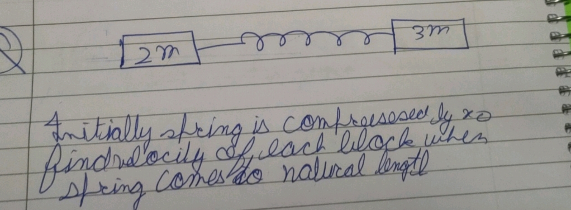 2) 2m​ rrrr3m Anitially sfring is comfreesosed by x0​ findralocity of 