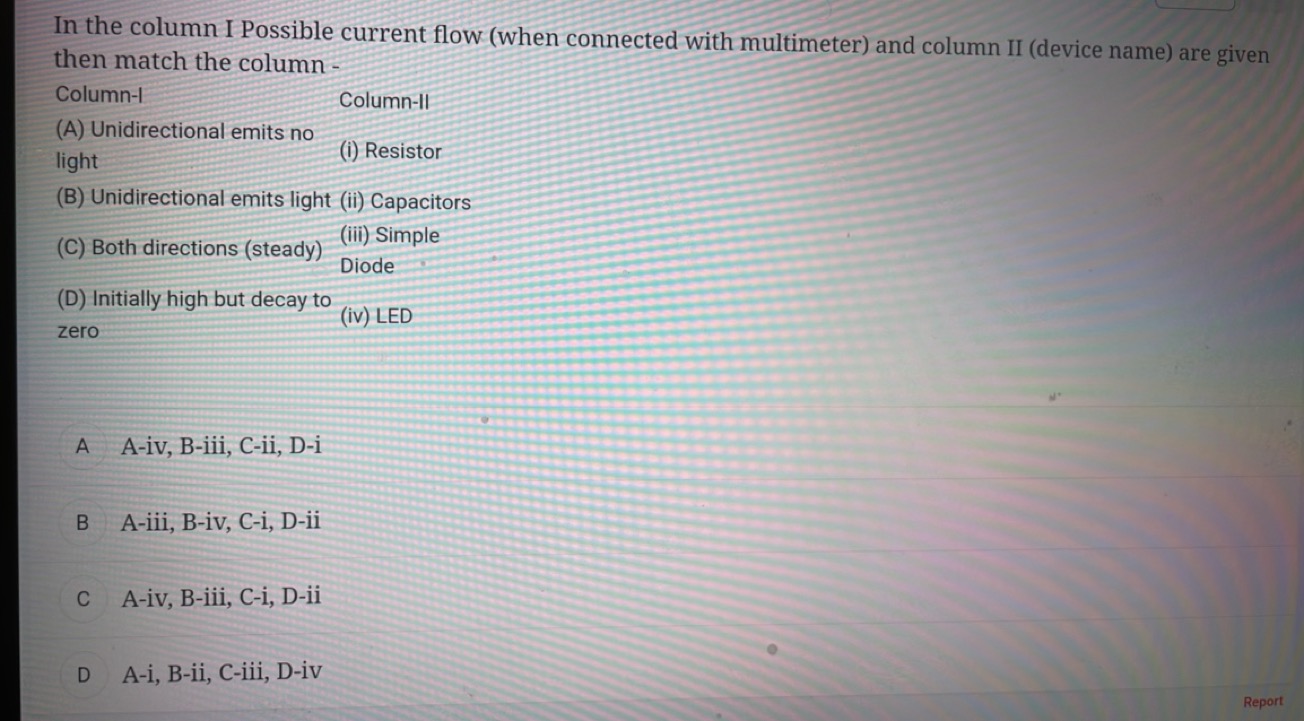 In the column I Possible current flow (when connected with multimeter)