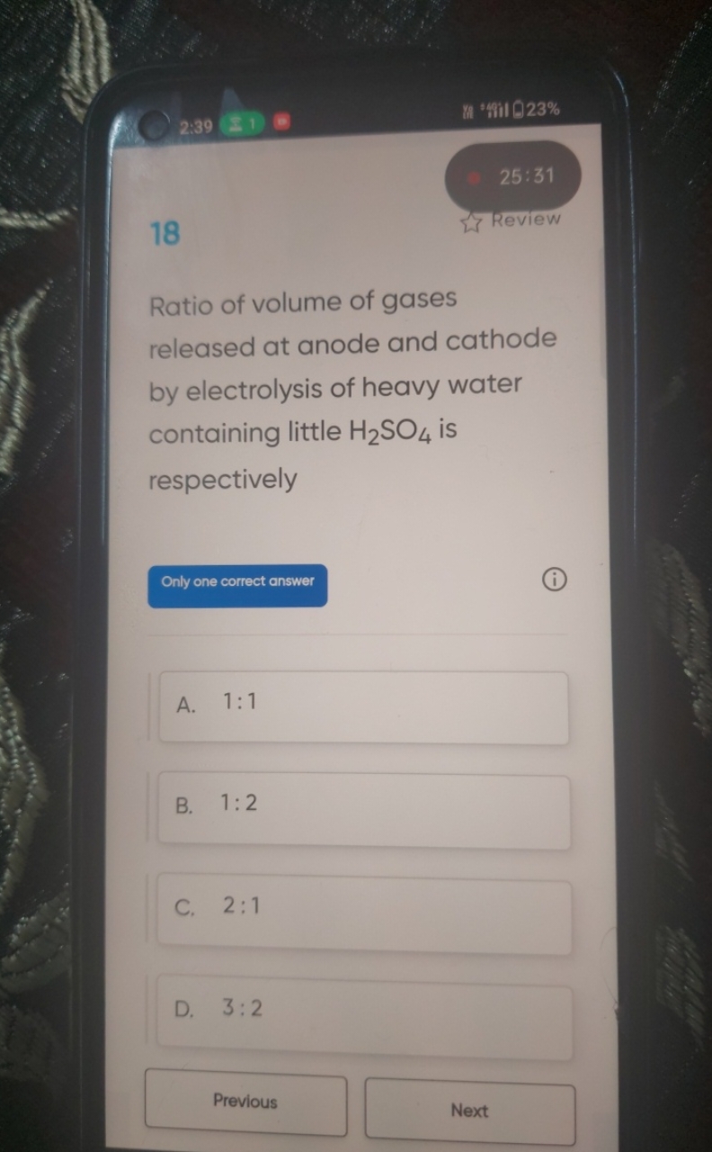 25:31 18 Review Ratio of volume of gases released at anode and cathode