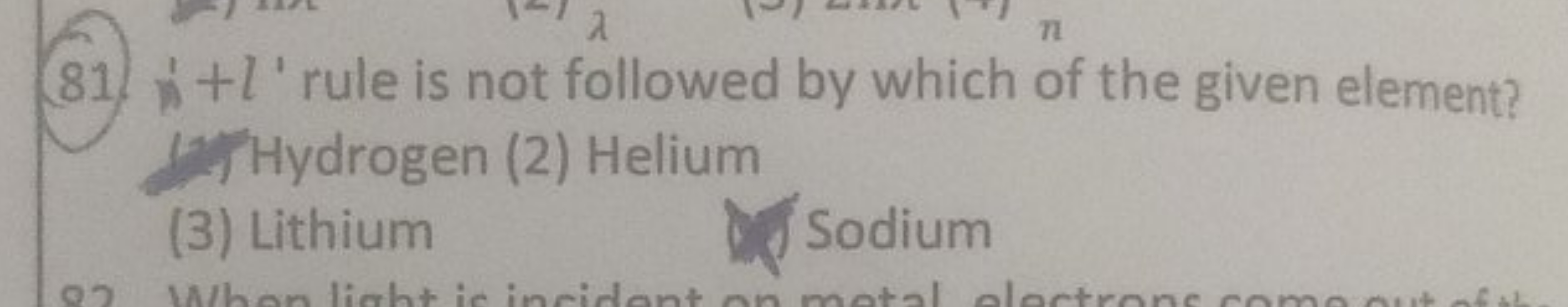 81. 1 ' l ' rule is not followed by which of the given element? 1.) Hy