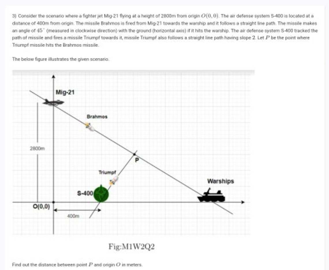 3) Consider the scenario where a fighter jet Mig-21 flying at a height