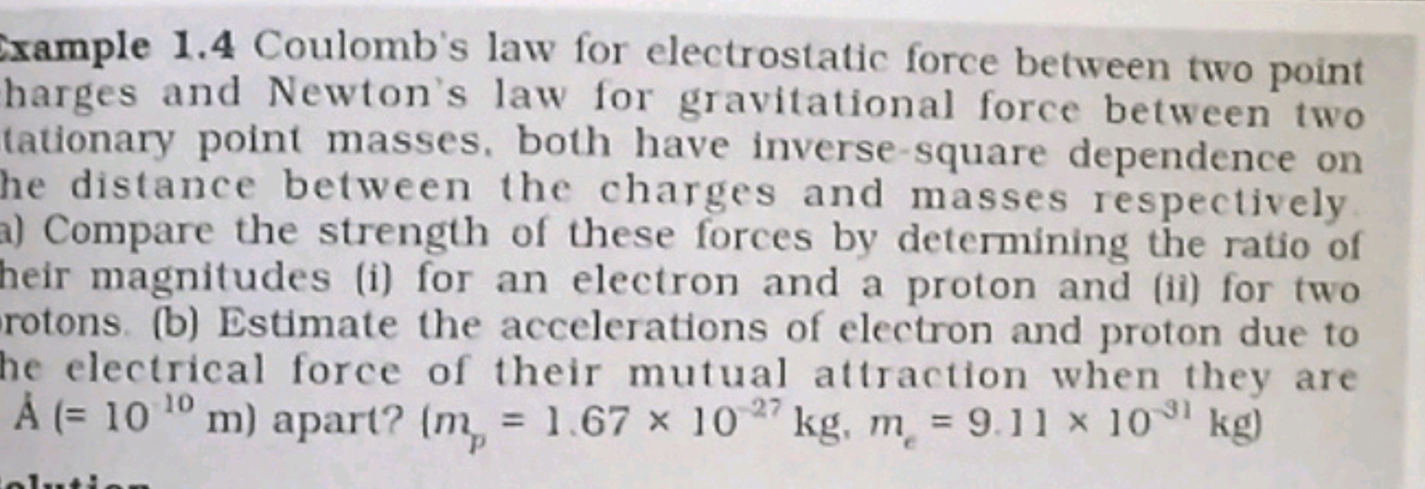 xample 1.4 Coulomb's law for electrostatic force between two point har
