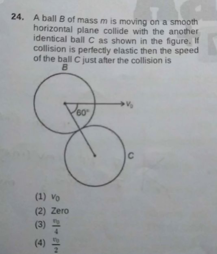 A ball B of mass m is moving on a smooth horizontal plane collide with