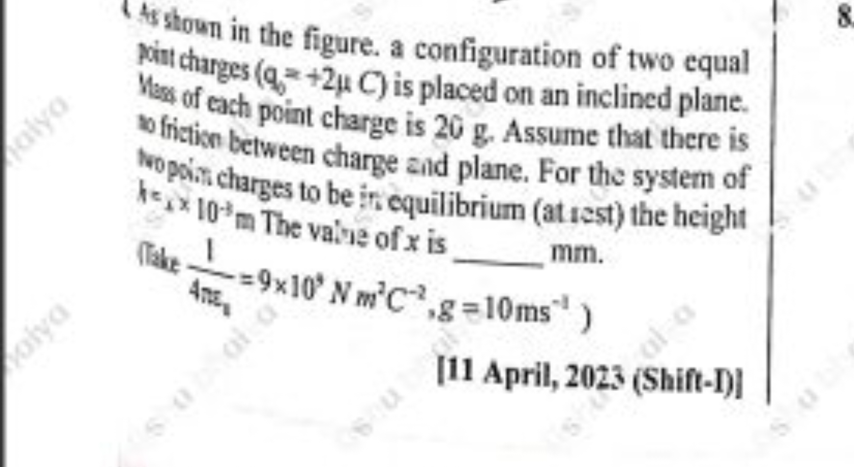(to show in the figure. a configuration of two equal Point charges (q0
