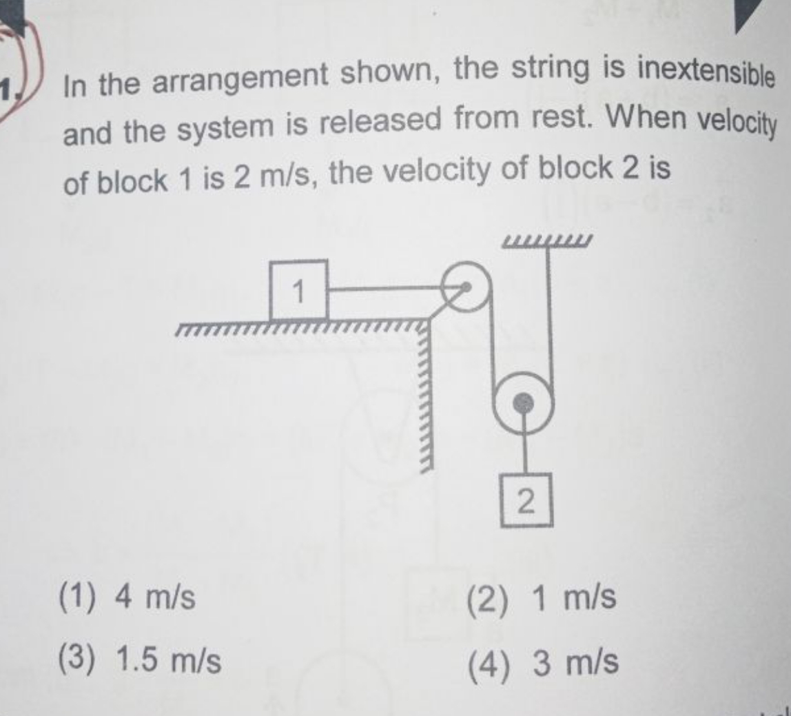 In the arrangement shown, the string is inextensible and the system is