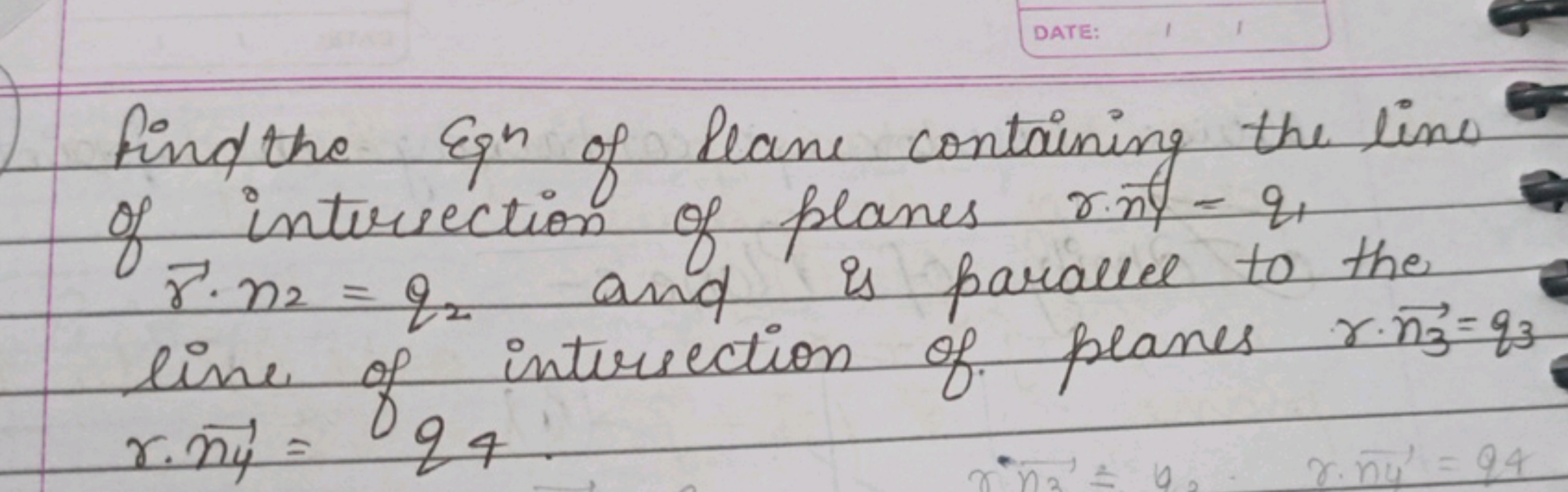 find the Eon of lane containing the line of intersection of planes r.n