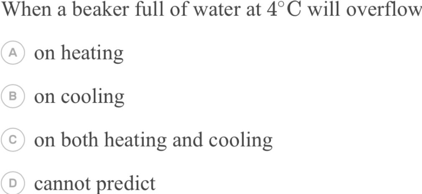 When a beaker full of water at 4∘C will overflow