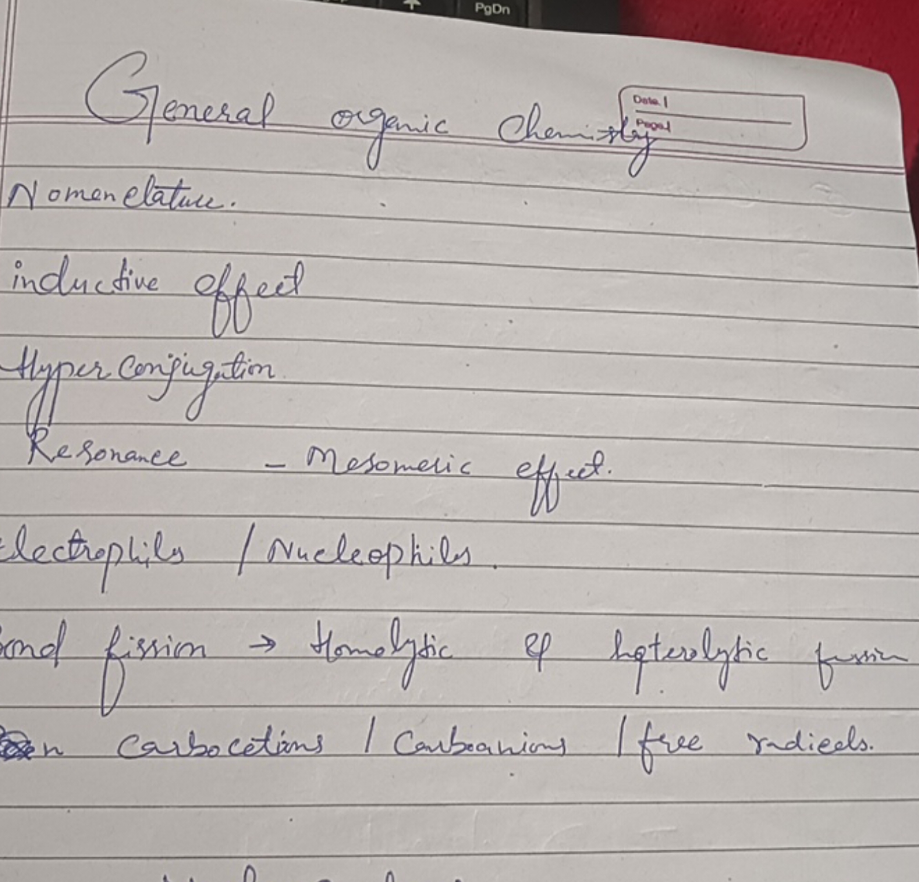 Teneral organic chemistaje
Nomenclature.
inductive effect
Hyper conjug