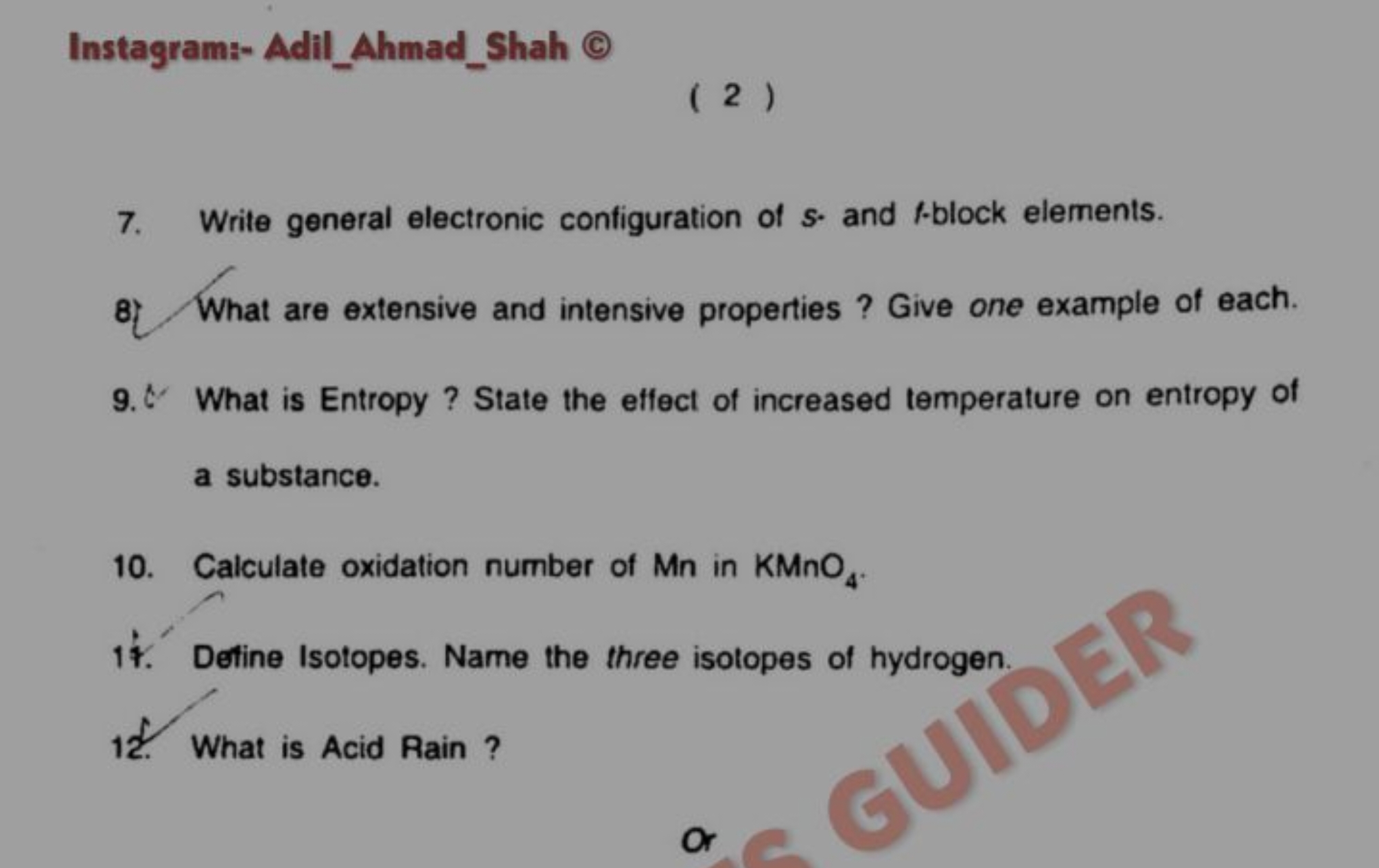 Instagram:- Adil_Ahmad_Shah ()
(2)
7. Write general electronic configu