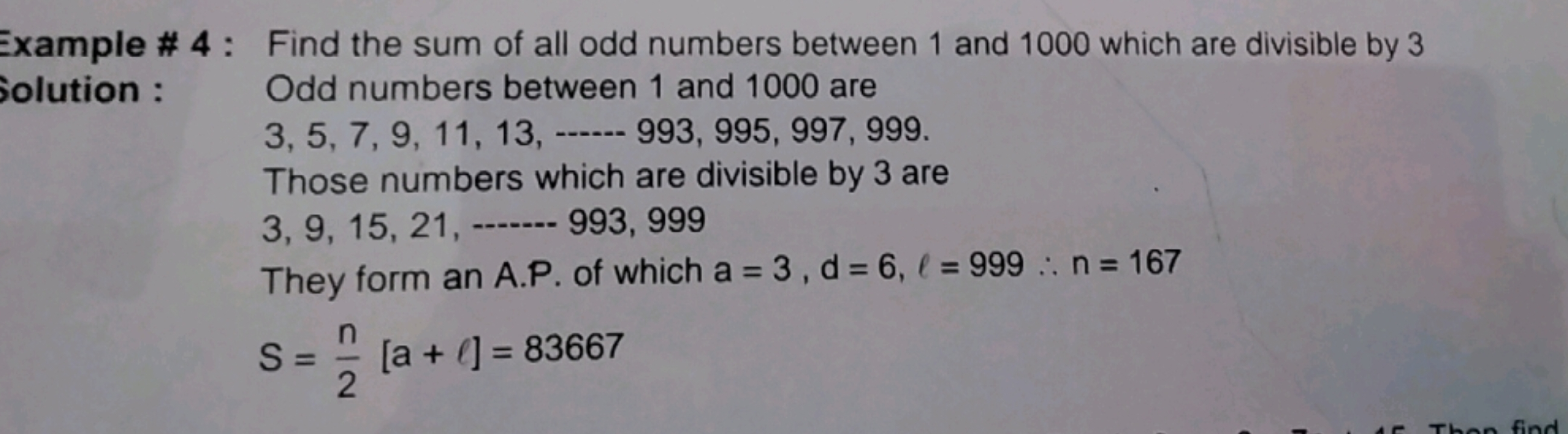 Example \# 4: Find the sum of all odd numbers between 1 and 1000 which