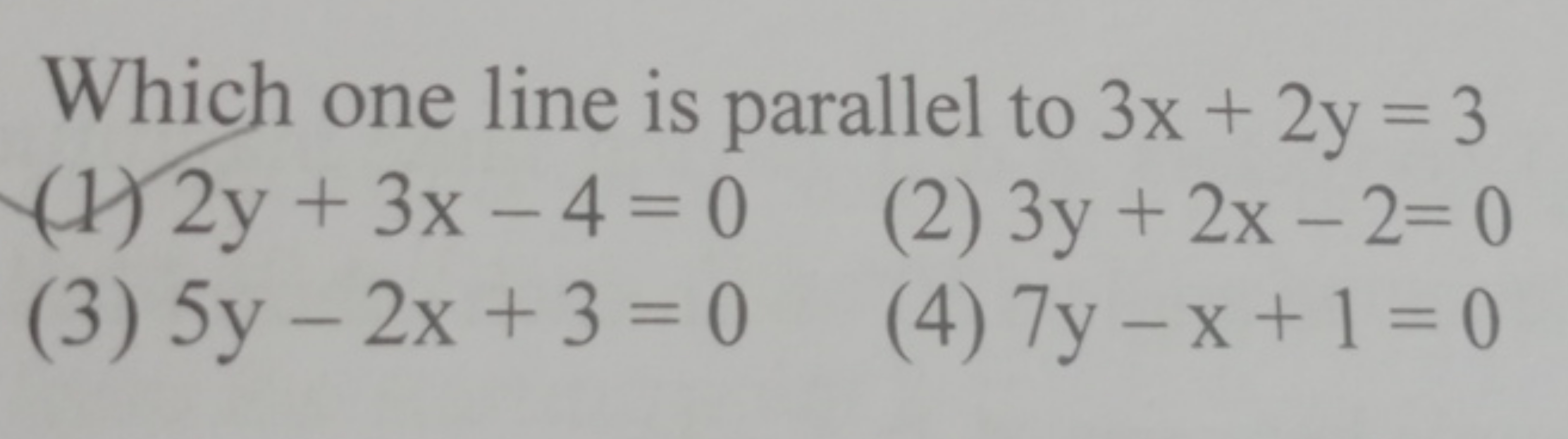 Which one line is parallel to 3x+2y=3