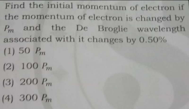 Find the initial momentum of electron if the momentum of electron is c