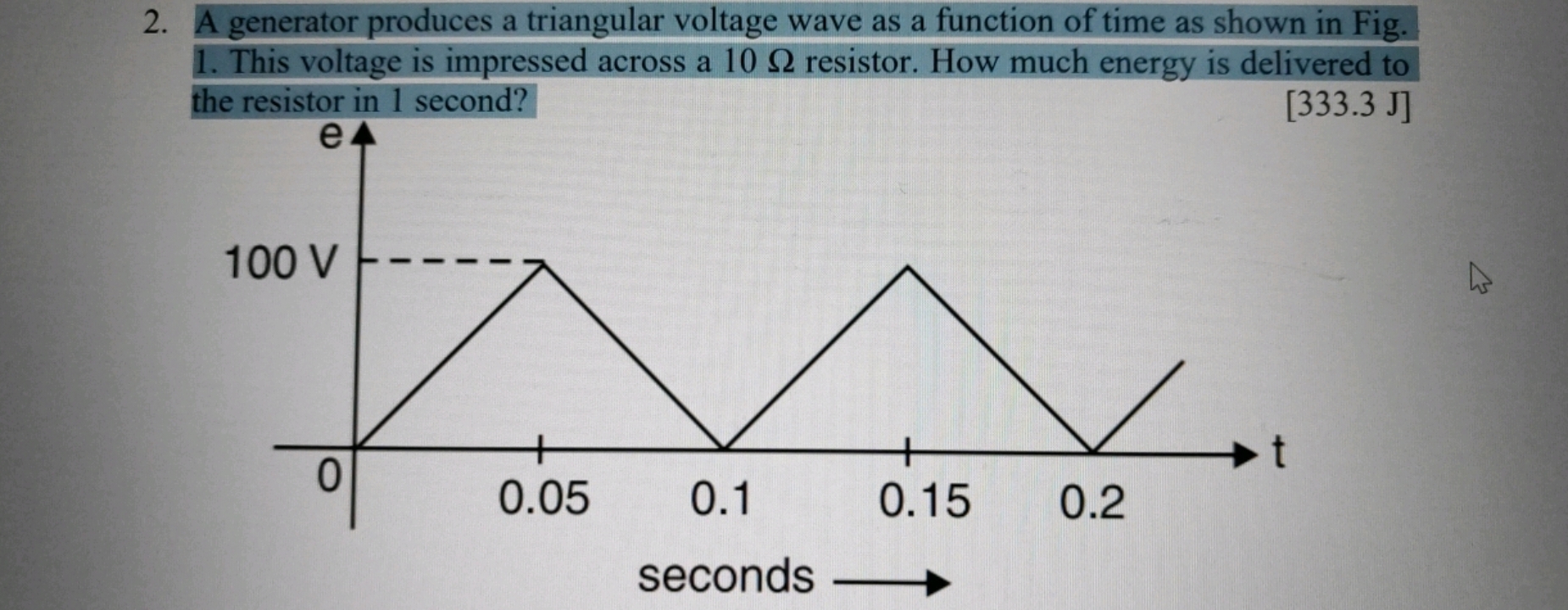 2. A generator produces a triangular voltage wave as a function of tim