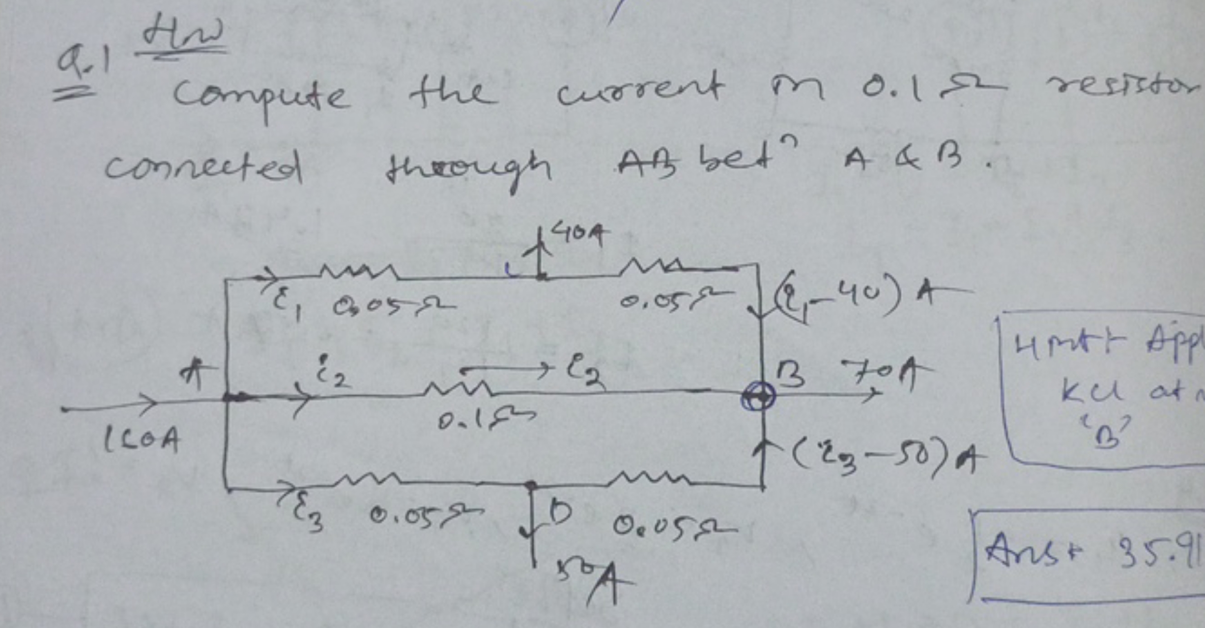 0.1 Ho
compute the current in 0.1Ω resistor connected through AB bet? 