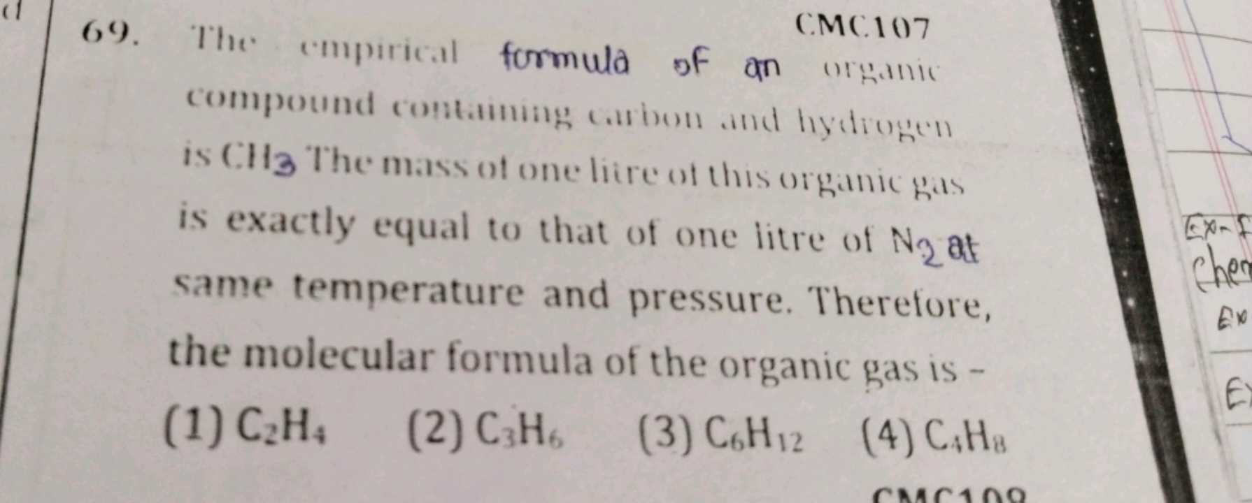 The emprical formula of an CMC.107 compound comtaming c.ubon and hydro