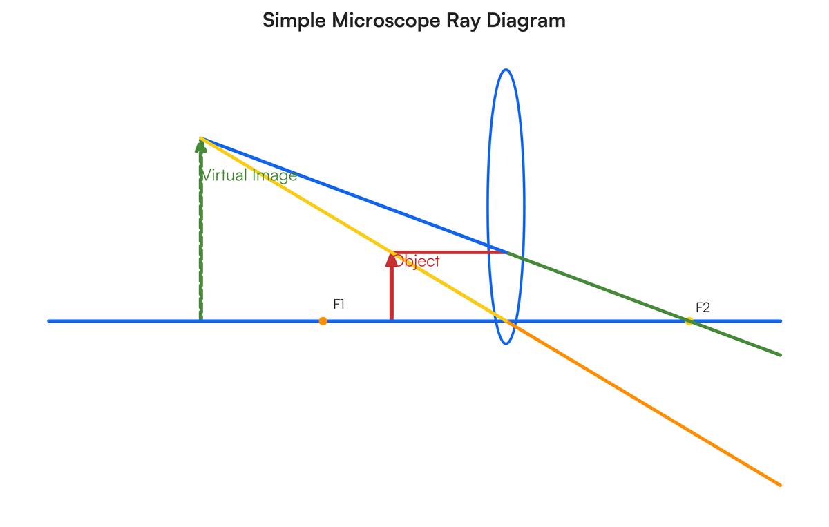 Draw a neat diagram for a simple microscope. Draw neat diagrams for the f..