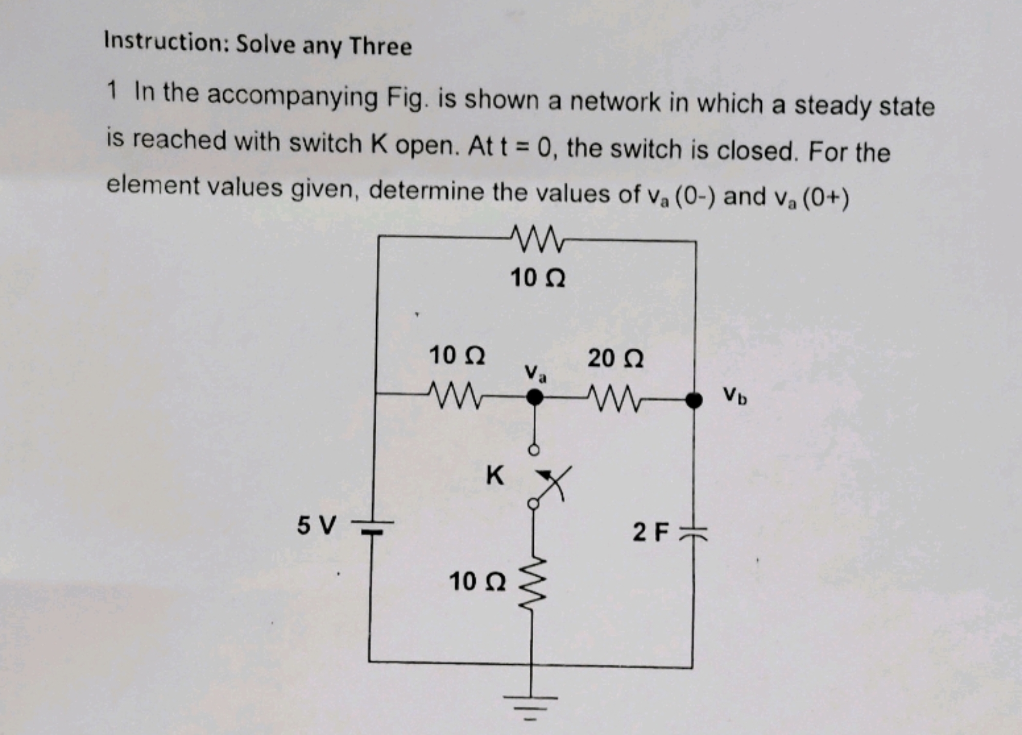 Instruction: Solve any Three
1 In the accompanying Fig. is shown a net