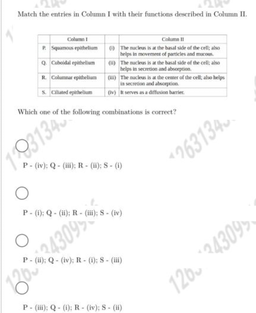 Match the entries in Column I with their functions described in Column