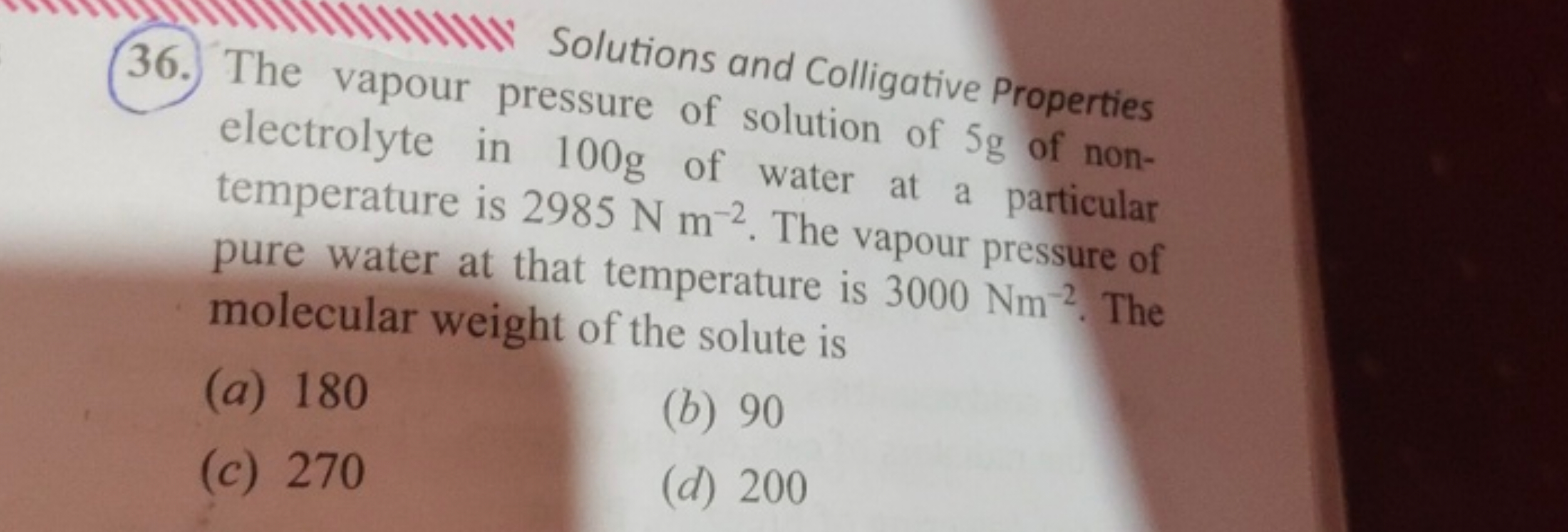 The vapour pressutions and Colligative Properties electrolyte insure o