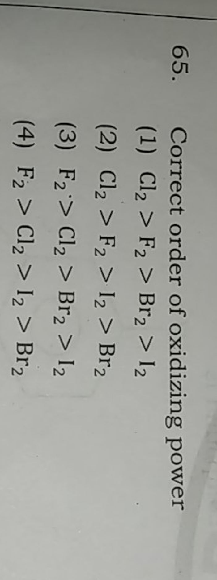 Correct order of oxidizing power