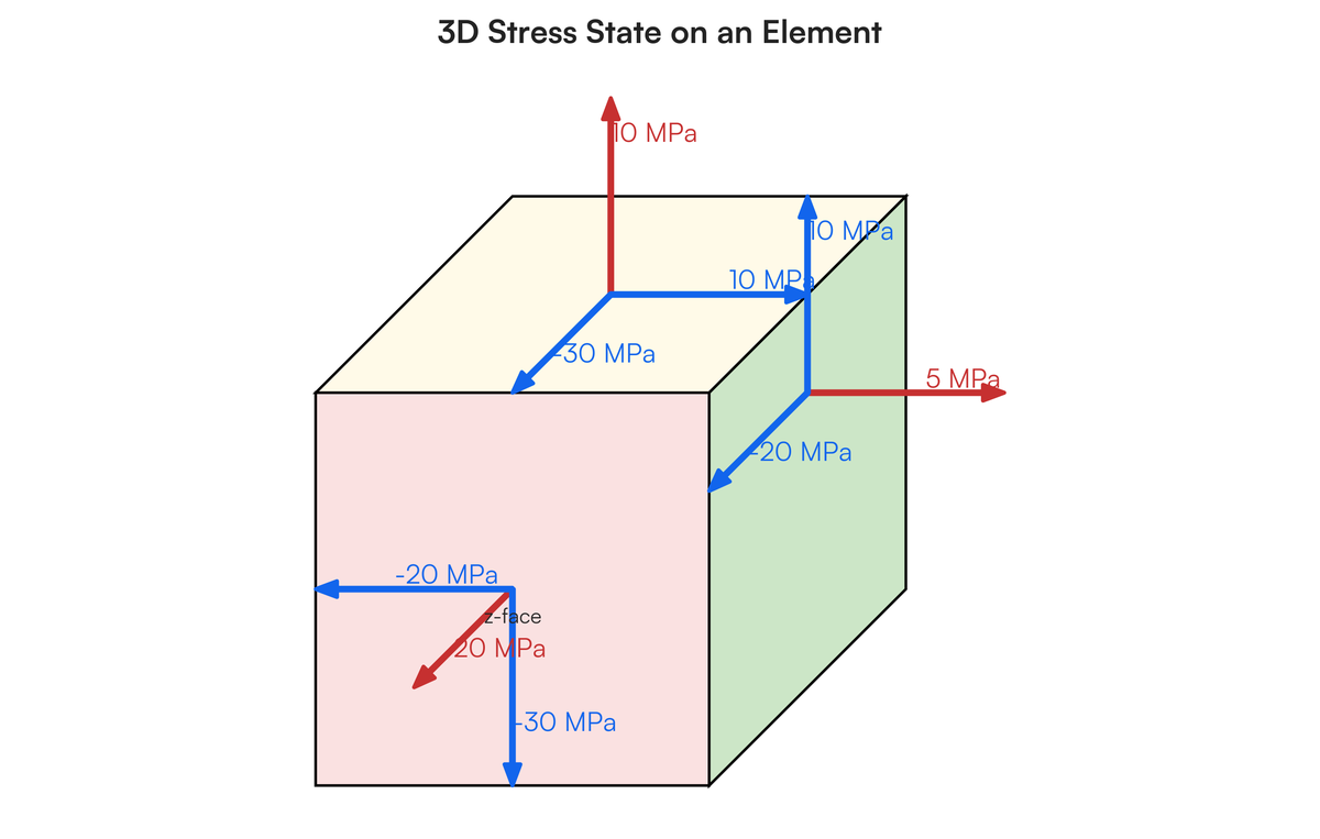 Q6. Stress tensor at a point given by: 5 10 -20 in MPa [ -20 -30