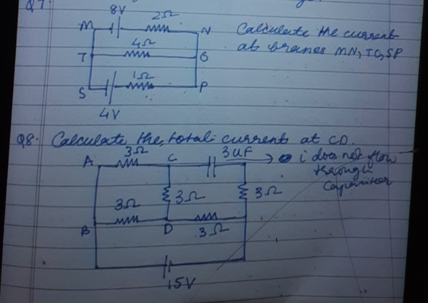 Q8. Calculate the total current at CD.
