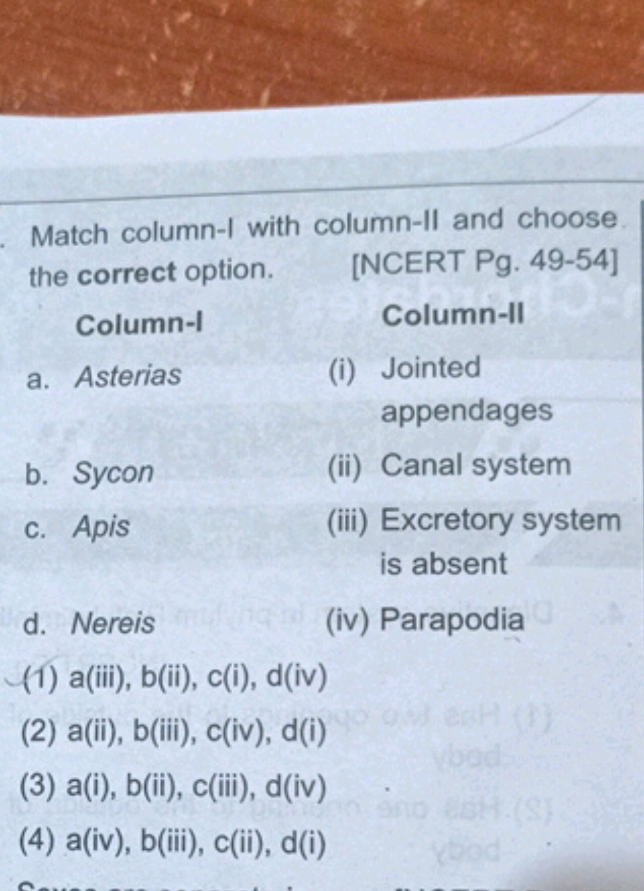 Match column-I with column-II and choose the correct option.
[NCERT Pg