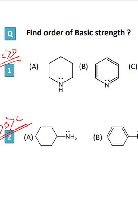 Q Find order of Basic strength ?