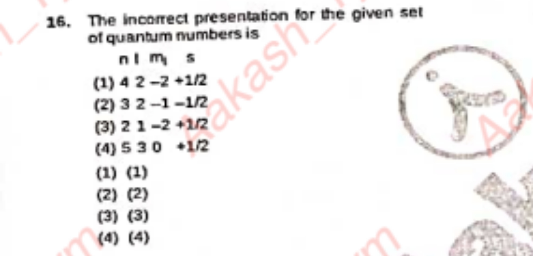 The incorrect presentation for the given set of quantum numbers is n!m
