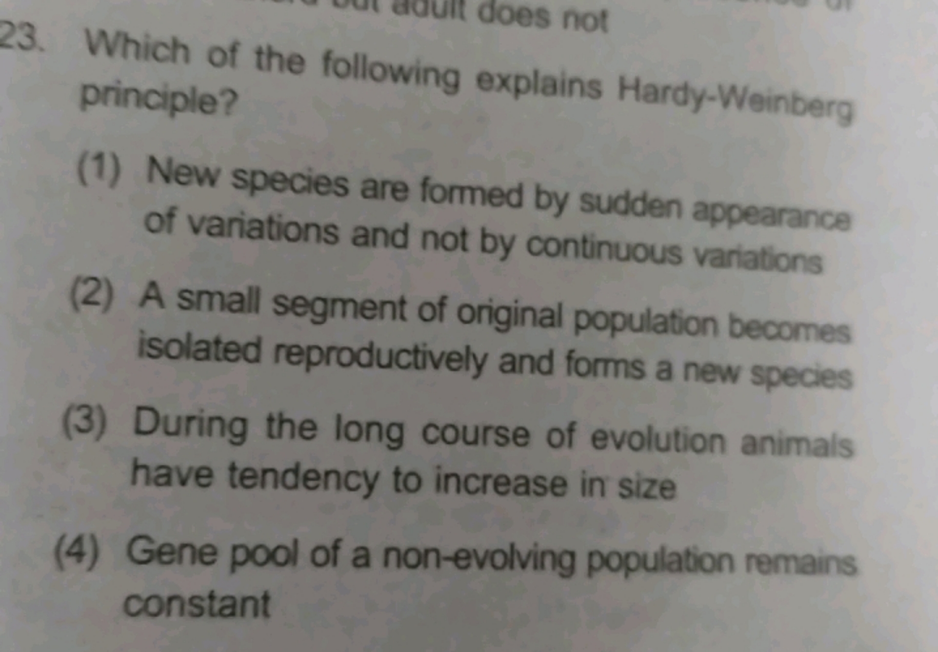 Which of the following explains Hardy-Weinberg principle?