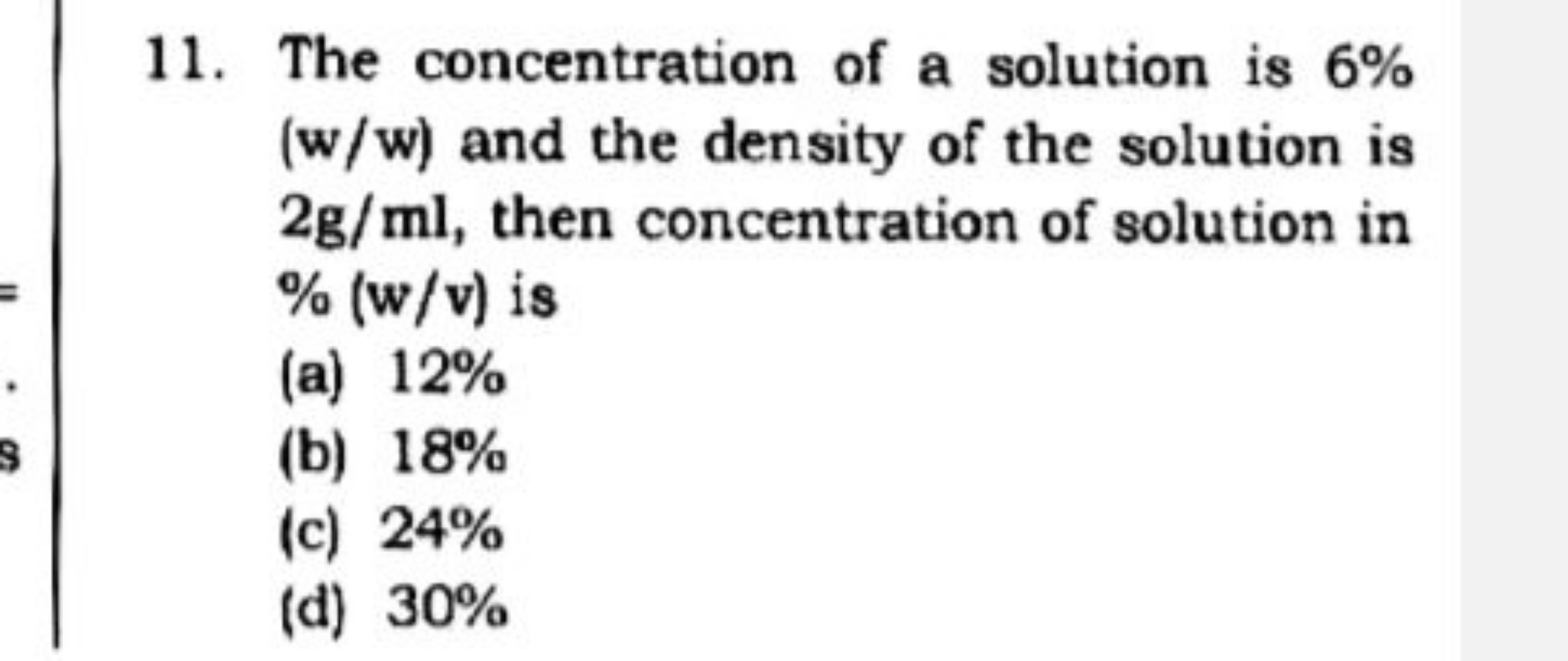 The concentration of a solution is 6% ( w/w ) and the density of the s