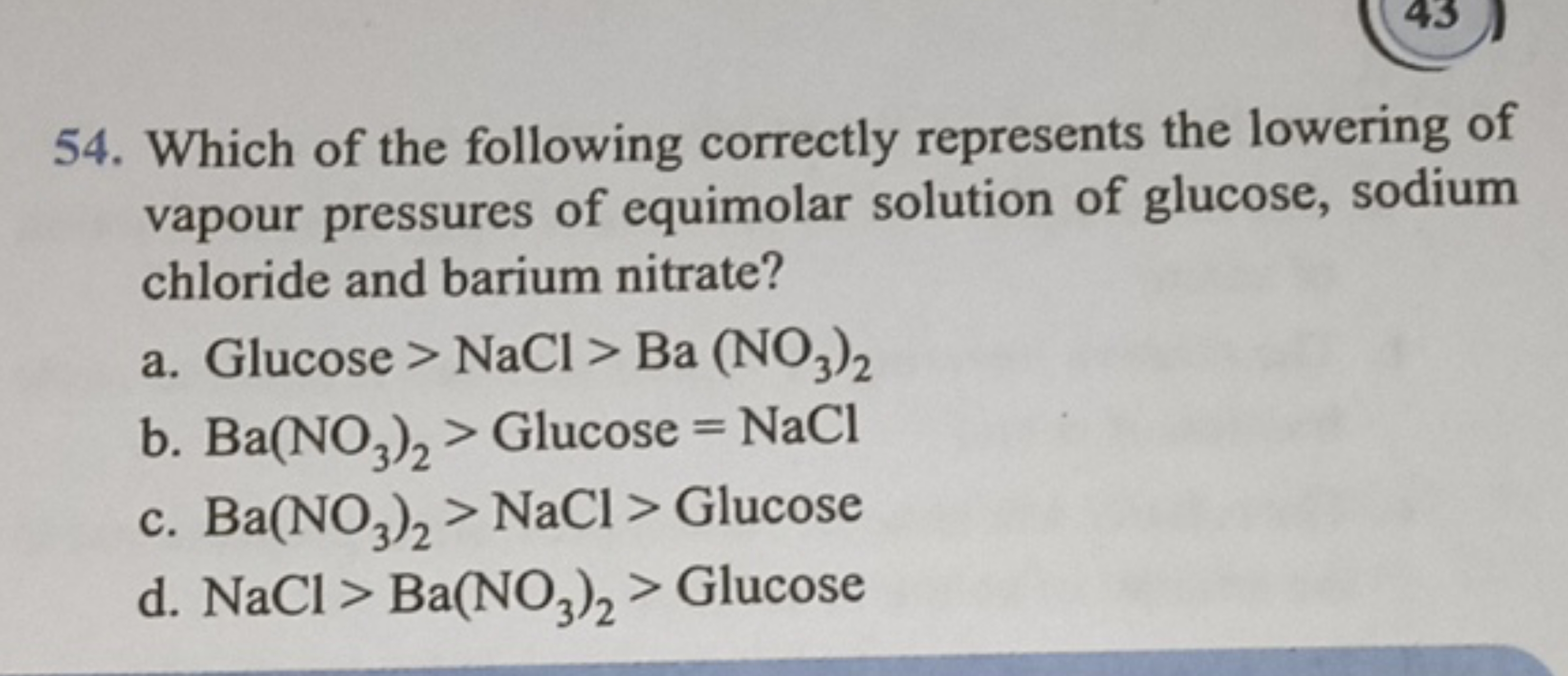 Which of the following correctly represents the lowering of vapour pre