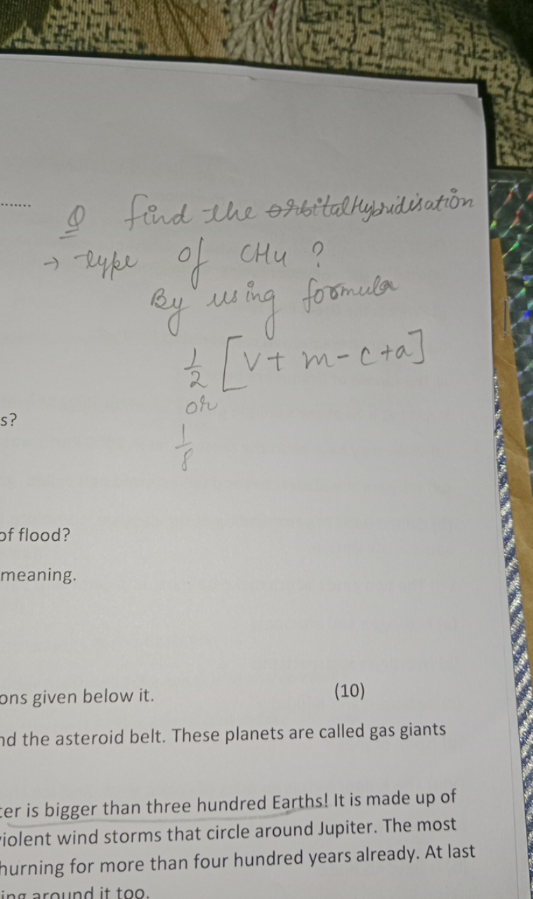 Q Find the orsitallybridisation → type of CH4​ ?
By using formula
s?
o