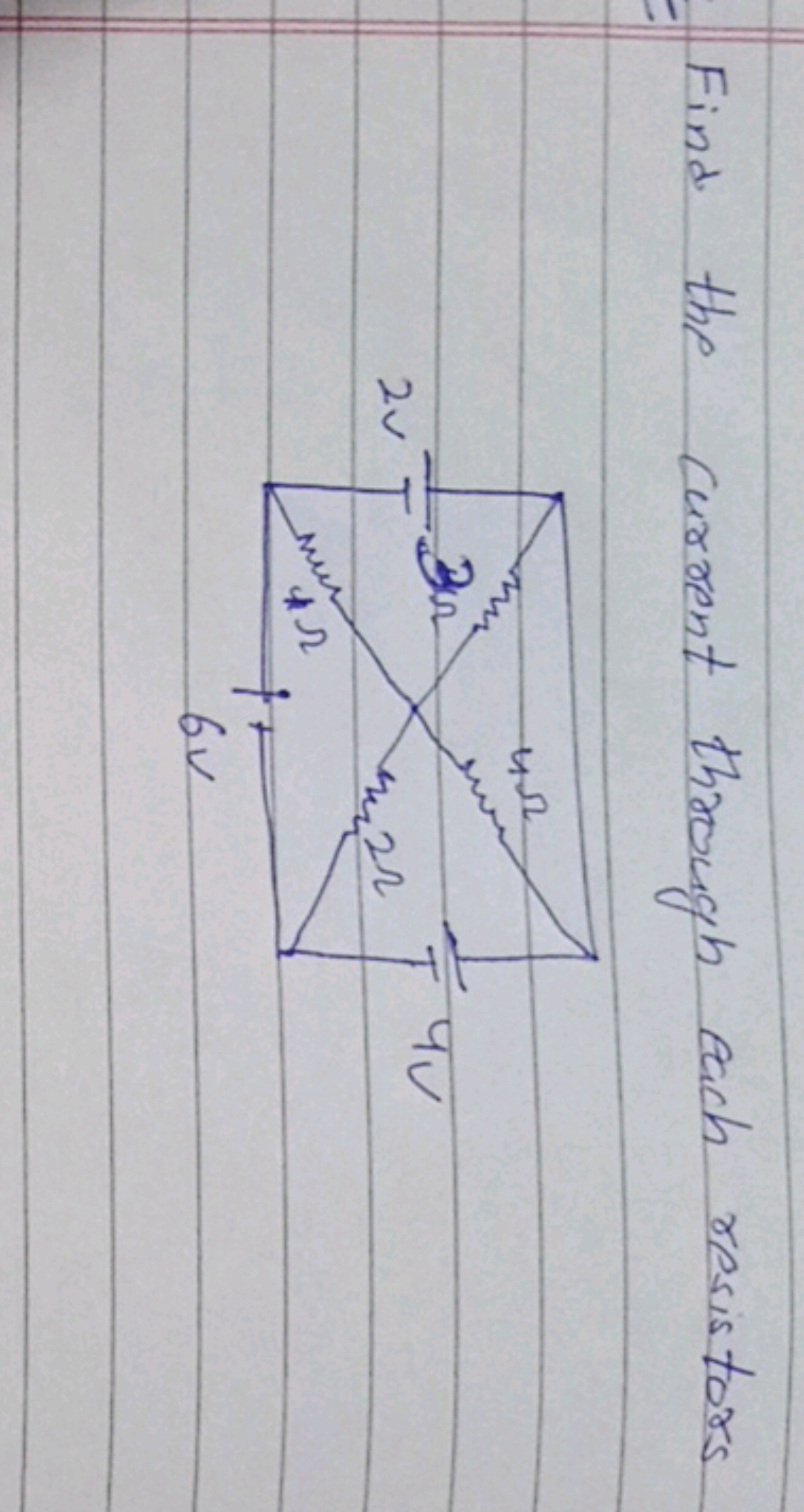 Find the current through each resistors
6v
